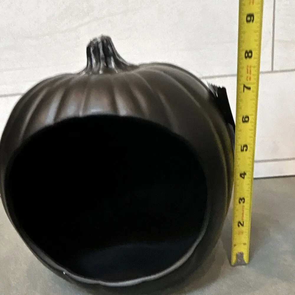 Ashland Halloween Black Matte Plastic Foam Pumpkin Solid 6in & Diorama 9in Decor